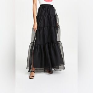 Staud Dragon Ruffle Tulle Skirt in Black/Size 10